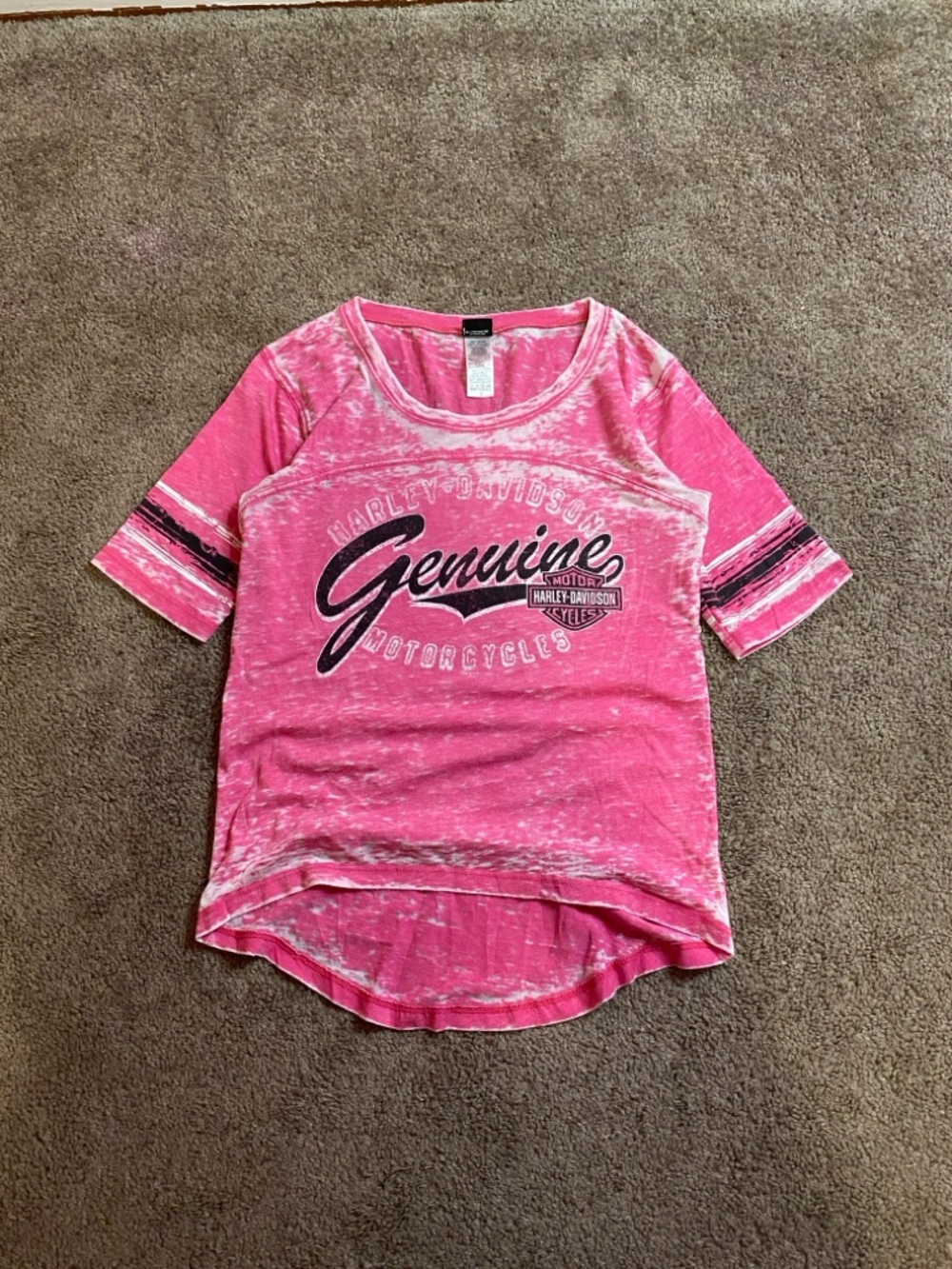 Y2K Harley-Davidson Women's Pink 'Genuine Motorcycles' Short Sleeve Tee